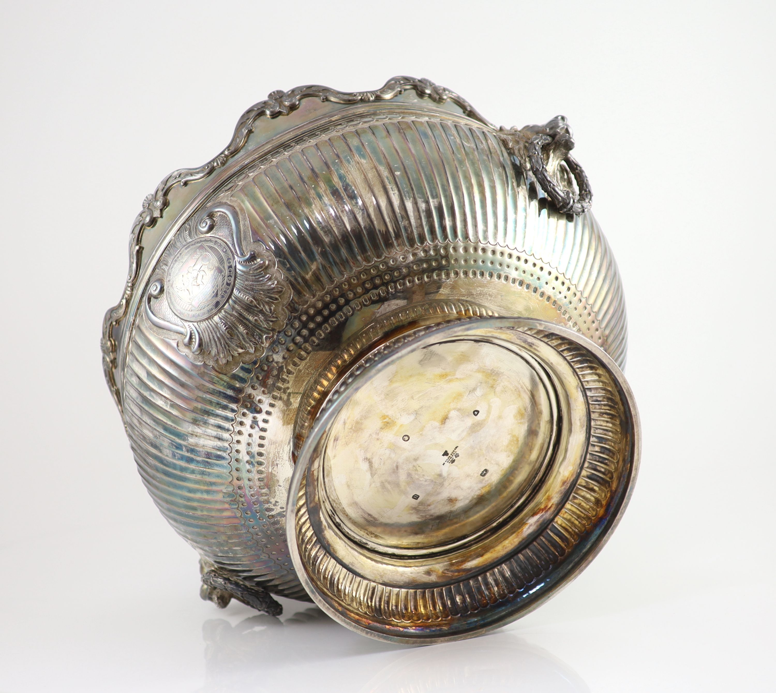 A good large Victorian fluted silver Monteith bowl, by F.B. Thomas & Co, New Bond Street